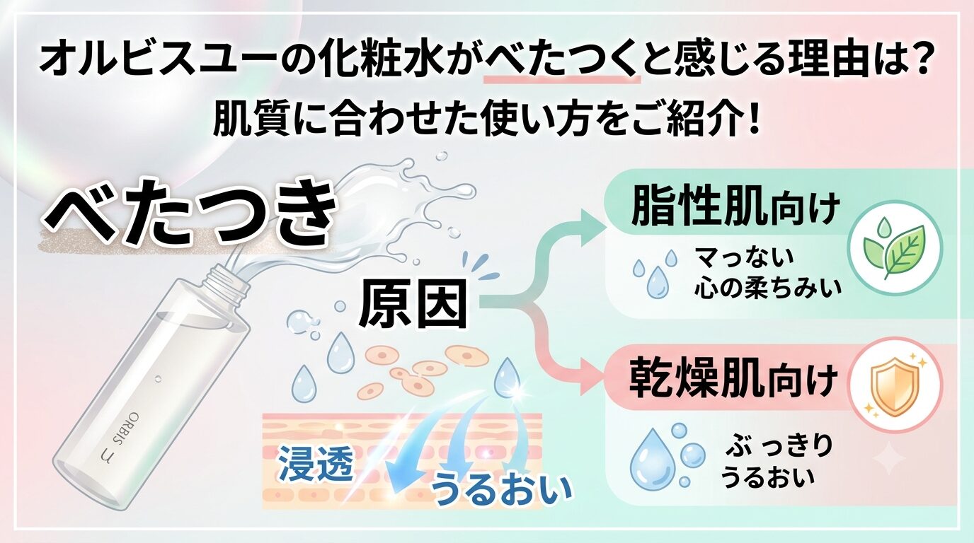 オルビスユーの化粧水がべたつくと感じる理由は？肌質に合わせた使い方をご紹介！